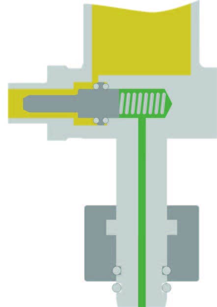 Graphic normal operation: Function of the test valve for periodically checking the switching points of the density monitor